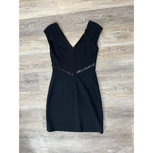 Laundry by Shelli Segal Sz 4 Black Sequin V Neck Formal Sheath Dress - Picture 3 of 8